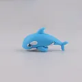 Blue and white 3D cartoon orca whale silicone bead for DIY pacifier clip accessories - Blue