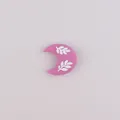 Perlina in silicone luna rosa con foglie bianche per creazione gioielli e accessori DIY - Rosso Porpora