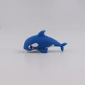 Blue silicone 3D cartoon killer whale bead with cute pink cheeks for DIY crafts - Sapphire Blue