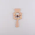 Natural beech wood bear-shaped baby rattle with smooth beads for infant sensory play - Dark Coffee