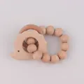 Baby wooden teether set featuring hedgehog shape, round ring and natural wood beads - Hedgehog