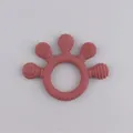 Anneau de dentition en silicone pour bébé rose poudré avec textures sensorielles - Mauve Foncé