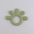 Anneau de dentition en silicone vert avec têtes de massage multi-texturées bébé - Vert Haricot