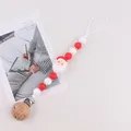 Christmas silicone pacifier clip with Santa Claus bead and red white teething beads - Santa Head