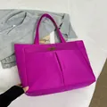Sac fourre-tout en nylon magenta avec poches frontales et grande capacité de rangement - Rose rosé