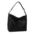 Bolso hobo grande minimalista en cuero PU negro con correa ajustable para mujer - Con Colgante de Felpa / Negro