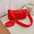 Bolso bandolera rojo estilo toast con monedero redondo y correa ancha ajustable - Rojo