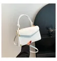 Borsa a tracolla bianca coccodrillo con manico annodato e fibbia in metallo oro - Bianco
