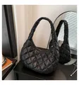 Chic black quilted puff shoulder bag with diamond stitch design and soft cloud texture - Small / Black