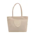 Mini-Nylontasche in Creme mit süßem Herz-Smiley-Aufnäher und stabilen Tragegriffen - Weiß