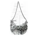 Schicker silberner Pailletten-Hobo-Bag mit Metallkettenriemen für Damen im 2024er Stil - Silber