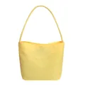 Minimalist yellow nylon shoulder bag with pretty and libety white embroidery for women - S / Lettered Style (Thickened Bottom) / Light Yellow