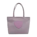 Cute light purple nylon mini handbag with a pink heart smiley face patch - Purple