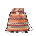 Ethno-Rucksack im Boho-Stil mit bunten geometrischen Mustern und Fransen am Boden - Orange und Rot