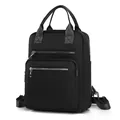 Zaino trapuntato in nylon nero con tasche a cerniera e doppi manici superiori - Nero