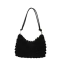 Sac à bandoulière noir à texture bulle avec fines lanières et détails de zip doré - Noir