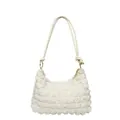 Sac sous le bras blanc crème à texture bulle avec bandoulière corde minimaliste - Blanc