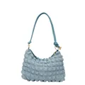 Sac bandoulière bleu clair à texture froissée bulle et détails de sangle nouée - Bleu