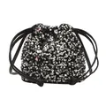 Borsa a secchiello con paillettes argento e finiture in pelle nera a tracolla - Paillettes Argento / Argento
