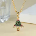 Elegant gold Christmas tree necklace with colorful zircon stones on a fine O-chain - Gold Zircon Christmas Tree