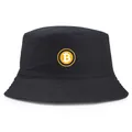 Zwarte canvas vissershoed met een opvallend geel Bitcoin-logo op de voorkant - Eén maat / Zwart