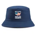 Cappello da pescatore blu scuro in cotone con stampa bandiera USA Back-To-Back - Taglia unica / Stampa USA / Blu navy