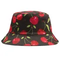 Cappello da pescatore double face con stampa a ciliegie e tesa larga parasole estivo - Taglia unica / caffè