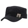 Classic black flat top cadet cap with star patch detail for men and women - One Size / Black
