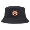 Black bucket hat with traditional Chinese lion dance embroidery for casual street style - Adult One Size (58cm) / Black