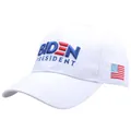 Berretto da baseball bianco Biden President con toppa bandiera USA ricamata sul lato - Taglia unica per adulti (Regolabile) / Bianco