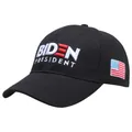 Berretto da baseball nero Biden President con bandiera USA e ricamo bianco centrale - Taglia unica per adulti (Regolabile) / Nero