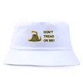 White bucket hat with yellow Gadsden flag snake and Don't Tread On Me print - Adult One Size (58cm Non-adjustable) / White