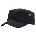 Klassische schwarze Cadet-Kappe für Herren mit Metallsportabzeichen und Belüftungslöchern - Verstellbar / Schwarz mit Metallemblem