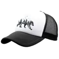 Klassische Trucker-Kappe mit Bären-Silhouette-Druck und atmungsaktivem Mesh in Schwarz-Weiß - Einheitsgröße(Einstellbar) / Schwarz