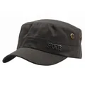 Dunkelgraue Herren-Cadet-Mütze aus Baumwolle mit Sports-Logo aus Metall und Ösen - Verstellbar / Armeegrün mit Metallemblem