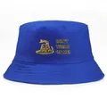 Cappello da pescatore blu con stampa serpente Don't Tread On Me e cuciture rinforzate - Taglia unica / Blu