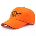 Bright orange carp fishing baseball cap with black carp graphic and text print - Adult Free Size (Adjustable 58cm) / Orange