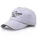 Light gray cotton carp fishing baseball cap with black contrast piping on the brim - Adult Free Size (Adjustable 58cm) / Gray