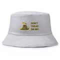 Light grey bucket hat with Gadsden snake and Don't Tread On Me text print - Adult One Size (58cm Non-adjustable) / Gray