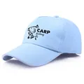 Light blue cotton baseball cap featuring a black carp print and white piping on the brim - Adult Free Size (Adjustable 58cm) / Sky Blue