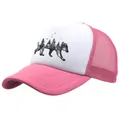 Pink and white Forest Bear trucker hat with mesh back and outdoor animal print - One Size(Adjustable) / Pink