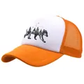 Orange and white trucker hat featuring a black forest bear silhouette print - One Size(Adjustable) / Orange