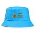 Bright blue fisherman bucket hat featuring yellow Gadsden snake and slogan print - Adult One Size (58cm Non-adjustable) / Lake Blue