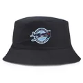 Flying Aces embroidered black cotton bucket hat with pilot fighter jet logo on white background - One Size (58cm) / Black