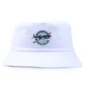 White cotton Flying Aces aviator bucket hat with vintage airplane emblem and embroidery - One Size (58cm) / White