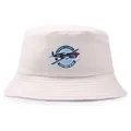 White cotton bucket hat with Central Illinois Flying Aces fighter jet logo and stitched brim - One Size (58cm) / Beige