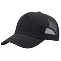 Classic black cotton trucker hat with breathable mesh back and solid front panel - L(58-60cm) / Black