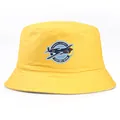 Yellow Flying Aces pilot bucket hat with vintage fighter plane logo and stitching - One Size (58cm) / Yellow