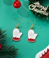 Christmas festive mitten earrings with white enamel and golden snowflake pattern charm - Snowflake Glove