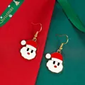 Festive gold-tone Santa Claus drop earrings with classic red hat and white beard design - Classic Santa Claus